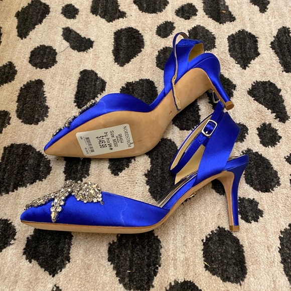 Blue satin embellished Badgley Mischka sandals - Picture 3 of 4